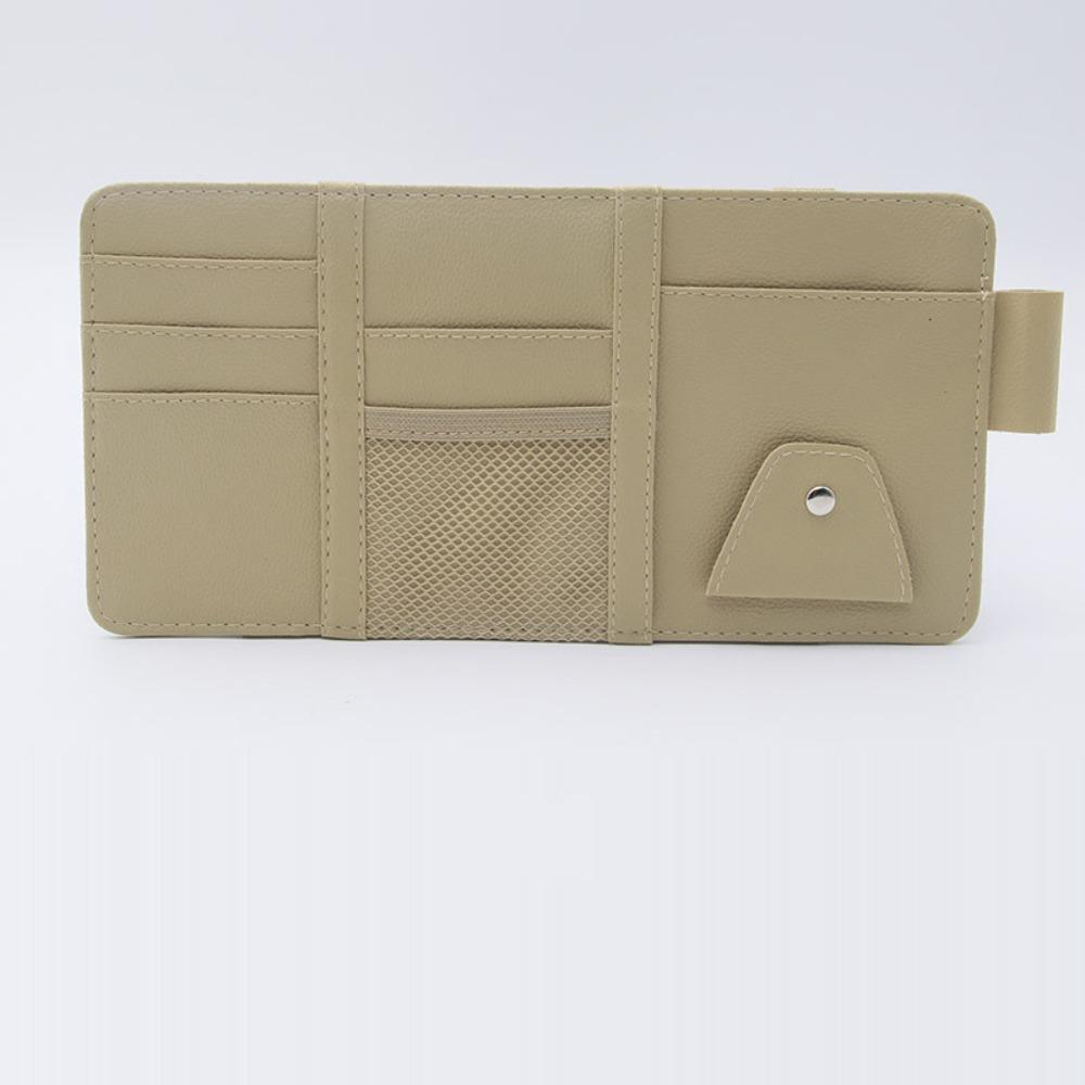 

New PU Leather Car Sun Visor Organizer with Card Holder Storage Multifunctional Storage Pouch Zipper Type Auto Sun Visor Car бежевий