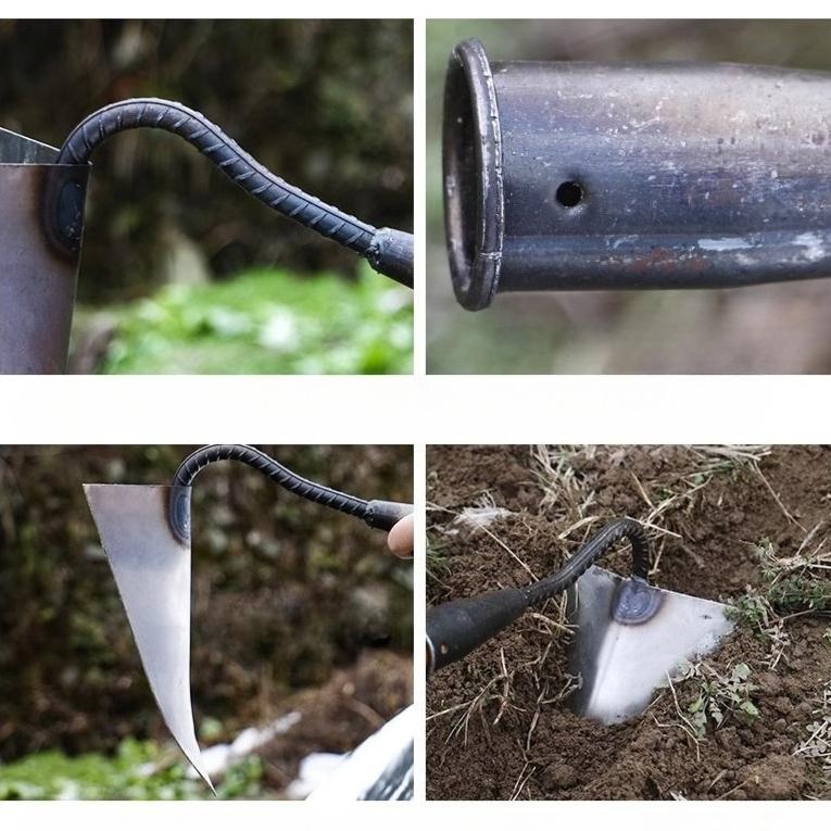 Thickened Manganese Steel Integrated Triangular Pointed Hoe, Multifunctional Ditching Ridging Farm Hoe, Soil Turning & Loosening Agricultural Tools
