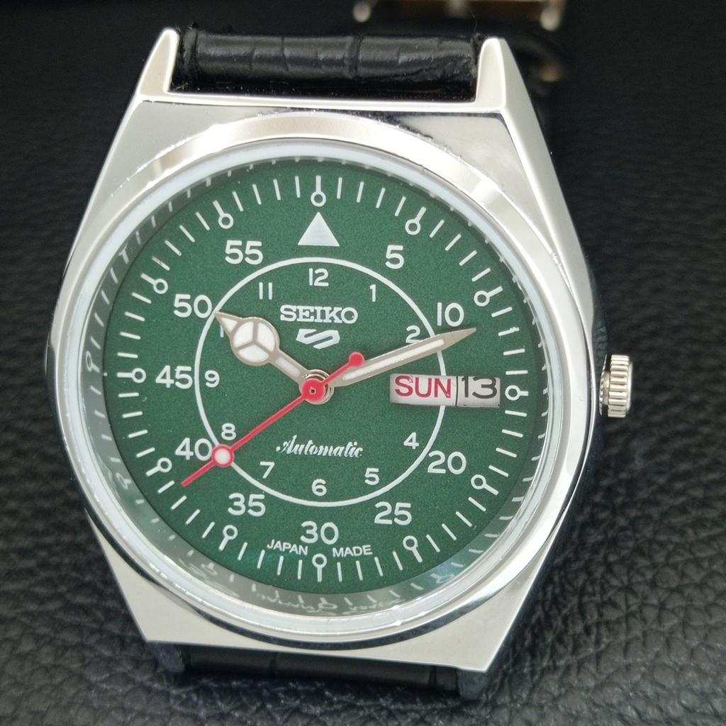 VINTAGE SEIKO 5 AUTOMATIC 6309A JAPAN MENS REFURBISHED GREEN WATCH a442217-1