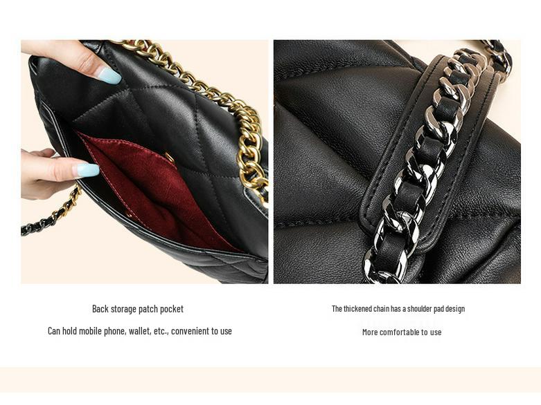 Schicke Schulter-Crossbody-Tasche aus rautenförmig gestepptem Lammleder - Damen Große Kapazität, Vielseitig, Pendlerstil