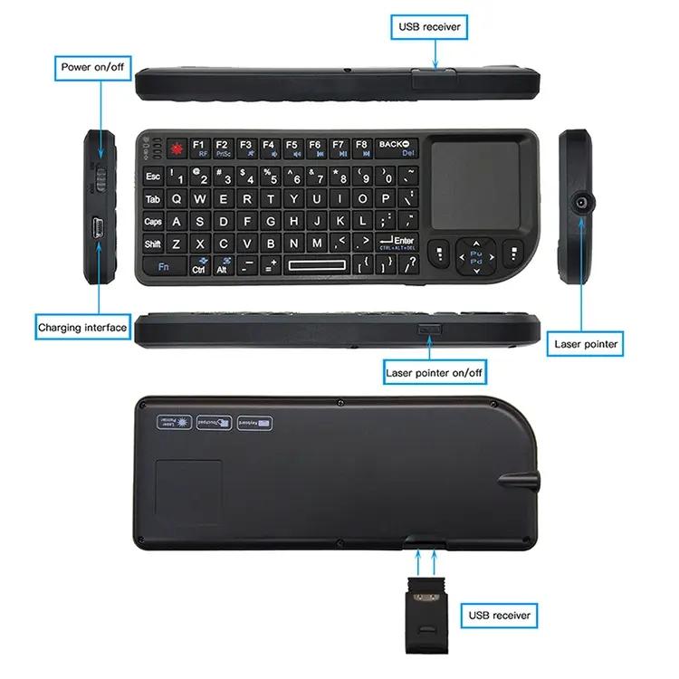 Mini-Funktastatur mit Touchpad, 2,4-G-Tastatur für PC, Notebook, Smart-TV, HTPC, Android-TV-Box, mechanische kabellose Tastatur, russische Buchstabentastatur