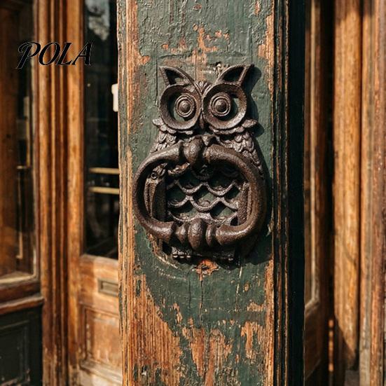 Retro Eule Türklopfer, Hohl geschnitzte Wanddekoration aus Schmiedeeisen, Mehrzweck-Verdickter Rostfreier Schrankgriff, Vorgebohrte Löcher für Tor Schrank