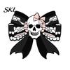 Thickened Metal Brooch Pin, Enamel Skull Bow Design Brooch, Halloween Style Snap-On Bright Color Pin Badge for Backpacks Collars Hats Holiday