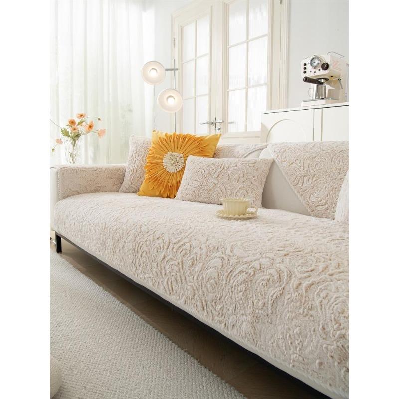 Winter Thickened Embossed Velvet Sofa Cushion Non-Slip Seat Cushions High-End Leather Sofa Cover Backrest Cover Cloth