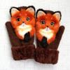 1 Pair Unisex Mittens Thickened Full Finger Winter Warm Gloves Knitted Wool Cartoon Animal Gloves