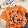 Virtual Elephant Pure Cotton Cartoon Short Sleeved Children's Round Neck Parent-child T-shirt Casual Top