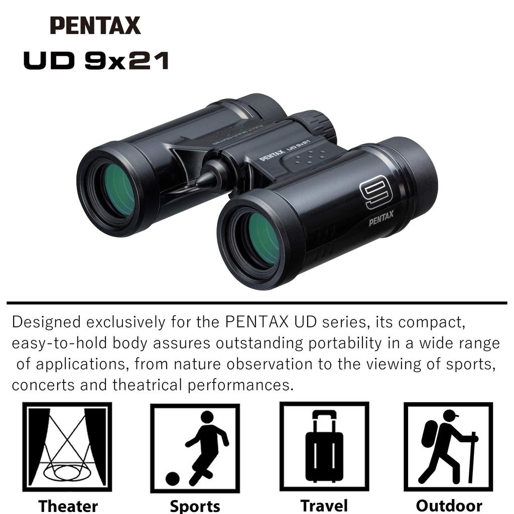 Pentax UD 9x21 Binoculars In Clear Field of Lightweight Body with Roof and Fully Optics Ensure Excellent Image Performance for and Black. Bright,