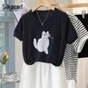 Damen Strickoberteil mit Cartoon-Print, Wollmischung, kurzärmlig