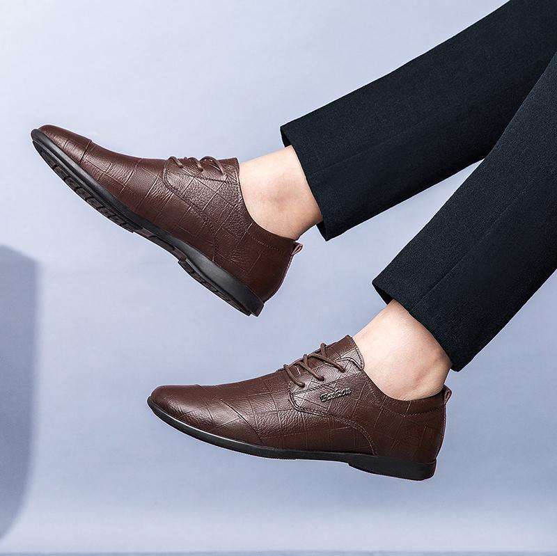 FashionMan Boty z hovězí kůže Jaro Léto Pánské společenské boty Business Oxfords Pánské mokasíny Formální obuv Značkové Retro Luxusní Designéři