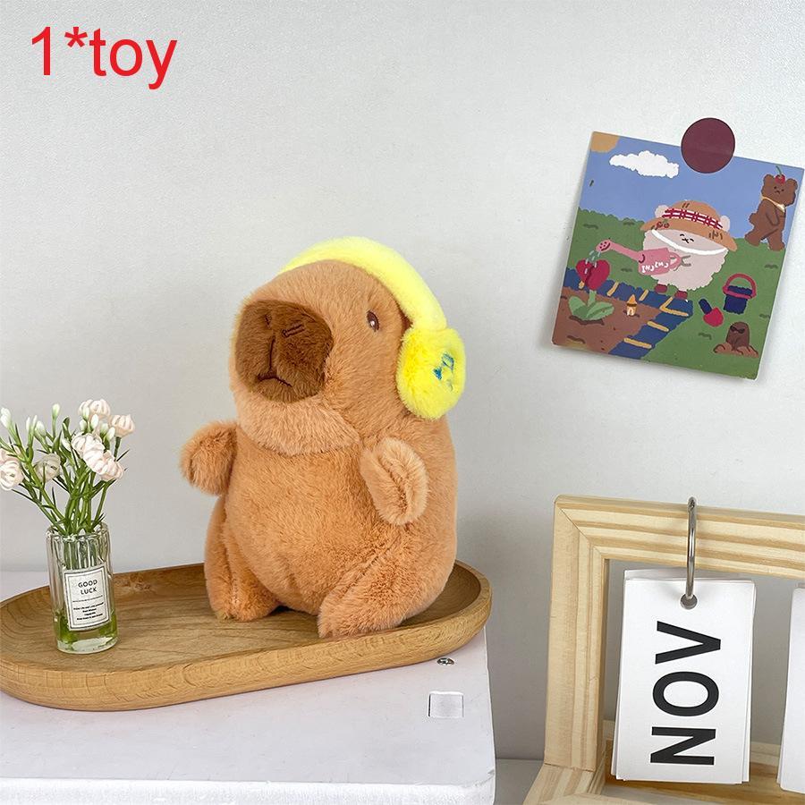 Music Capybara Plush Toy With Headphone Style Creative Decor For Kids And Teens
