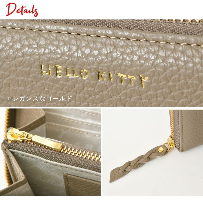 Long Wallet Round Zipper Fluffy Genuine Leather 87100 [Hello Kitty] [Hello Kitty] Women's (Ivory)