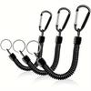 Spring Coil Retractable Keychain Anti-Lost Stretchy Wrist Strap Safety Lanyard with Durable Carabiner for Outdoor Trips Work Daily Use