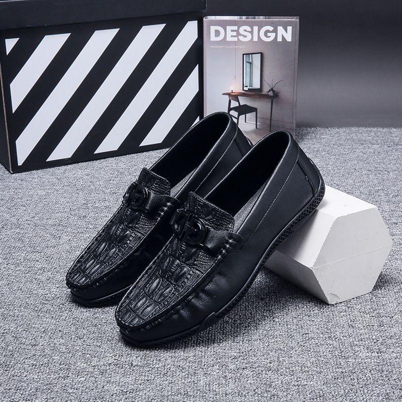 Loafers Dress Shoes Soft Round Toe Formal Animal Print Business Moccasin Flat Leather Men Social Retro Size 45 Man Casual Shoe