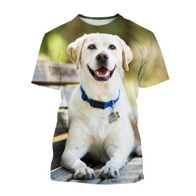 Új férfi vicces alkalmi kutya 3D rövid ujjú póló Harajuku stílusú kisállat nyomtatási felső Aranyos állati labrador retriever póló