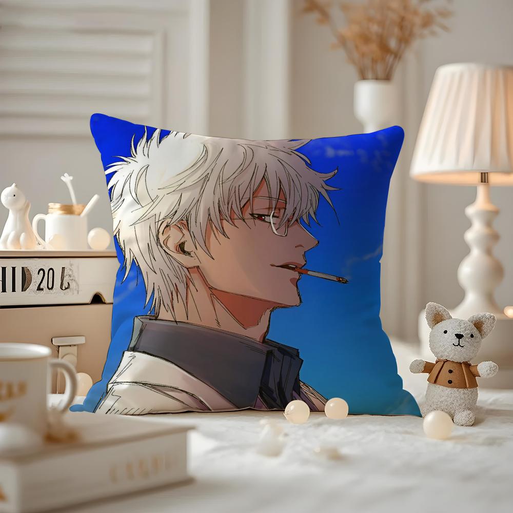 Husa de Pernă Anime Gintama Husa de Pernă Anti-acarieni Fermoar Invizibil Pluș Scurt Mătăsos Husa de Pernă pentru Canapea