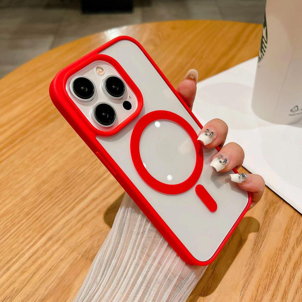 Magnetic Macaron iPhone 16 Case - Anti-drop, Hard Transparent Minimalist Protective Cover for Apple 15 Pro Max