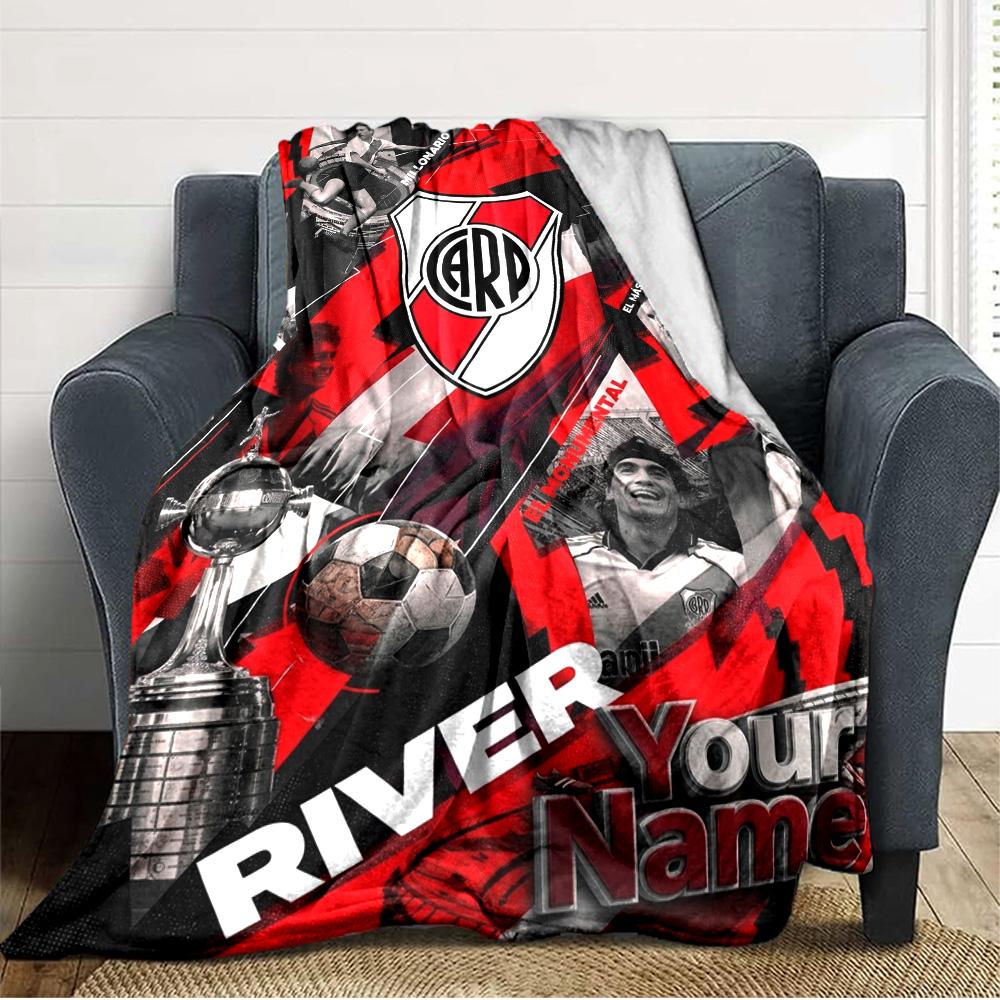 Name Custom River Plate Print Flannel Blanket High Quality Warm Comfortable Cover for All Seasons Perfect for Gifts Home Decor