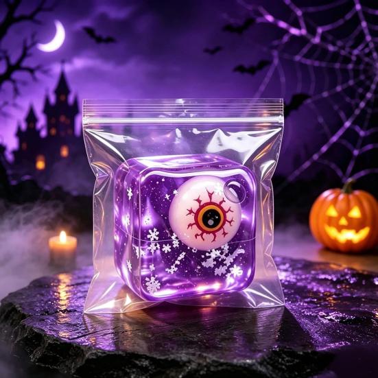 Stress Relieving Toy Relief for Halloween Christmas, Anxiety Reduction Ice Cube Squeeze Clear Sensory Toy, Slow Rising Holiday Gift