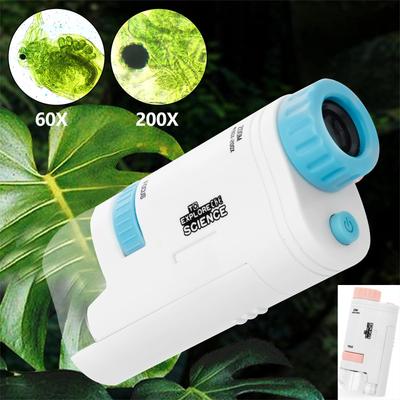 Microscope de poche 60-200x Microscope électrique mini LED Observation Apprentissage Portable Haute Définition Microscope pour enfants et étudiants