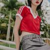 Adidas Originals Trefoil Fotbalové Casual Crop Top Tričko s krátkým rukávem Dámské Topy Červená IR9778