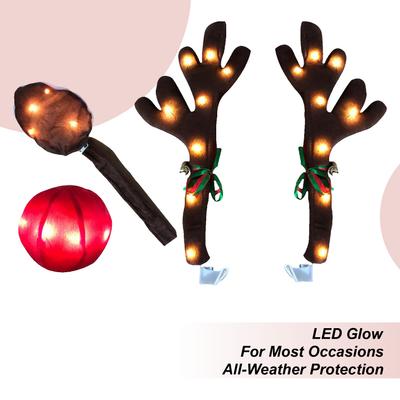 Christmas Reindeer Antlers For Car Festive Decoration With LED Lights Reindeer Christmas Decoration For Holiday Van Party