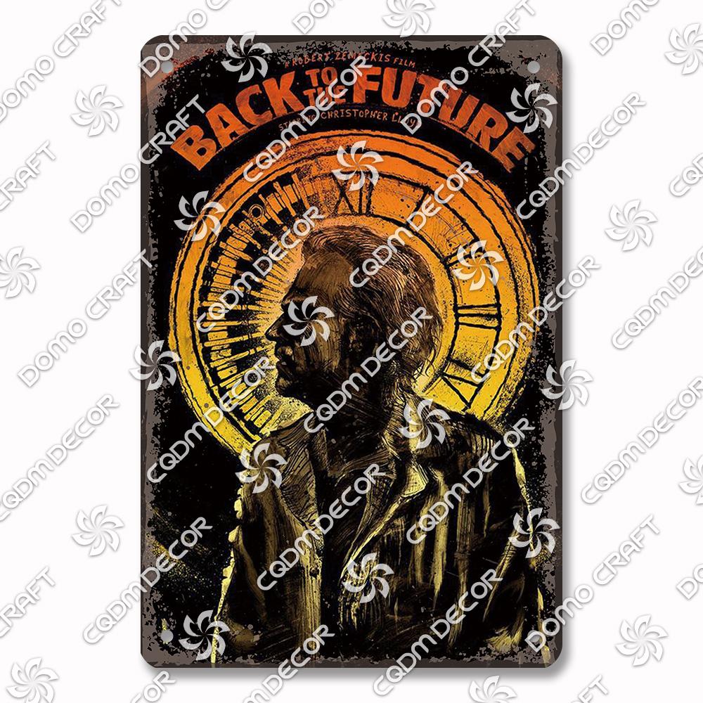 Classic Science Fiction Film Metal Tin Sign, Back to the Future Movie Poster Metal Plates, Cinema Club Cafe Bar Home Wall Decor