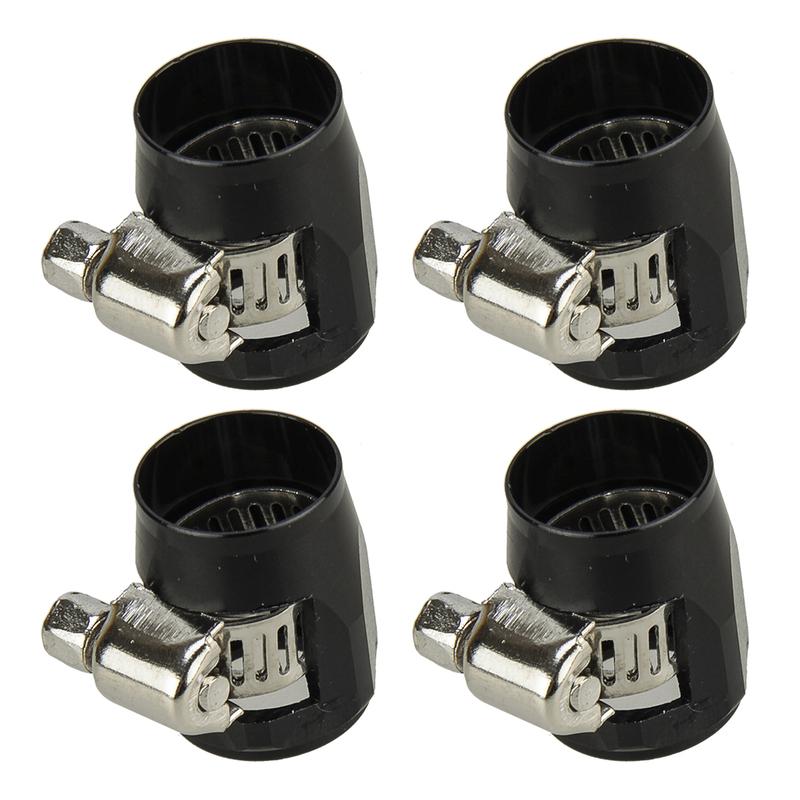 4Pcs Black Aluminum Alloy 6AN Hex Water Hose Fitting End Finishers Clamp Fit for Fuel Oil Coolant
