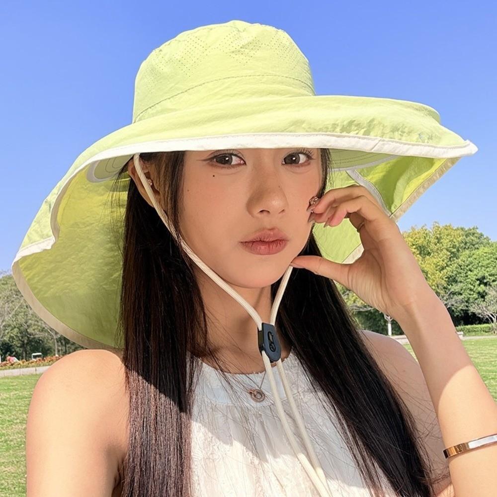 Anti-UV Fisherman Hat Wide Brim Bucket Hat New Beach Cap Women