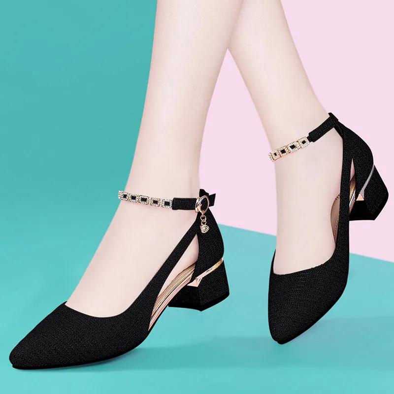 women classic high quality spring buckle strap anti skid high heel shoes lady cool comfort summer golden party heel shoes ga393