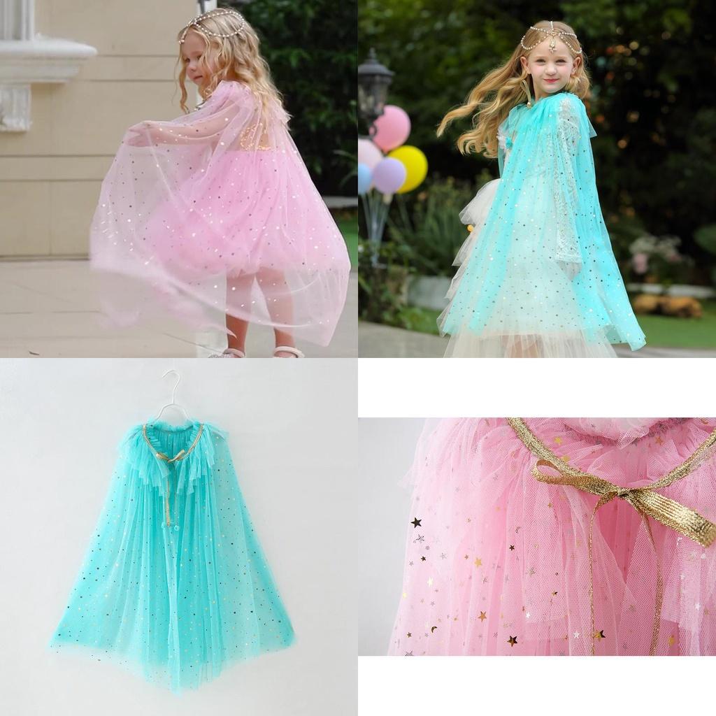 Incantevole Mantello da Fata per Bambina con Glitter Scintillanti per Travestimento da Elsa di Frozen