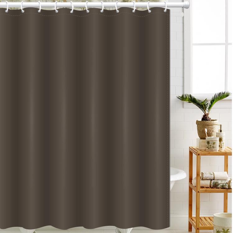 Waterproof PEVA Shower Curtain with Hooks, Solid Color, Thickened & Punch-Free for Bathroom