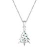 Christmas Tree Pendant Necklace For Women Aesthetic Green Crystal Gold Color Korean Fashion Choker Chains Neck Jewelry Gift N181