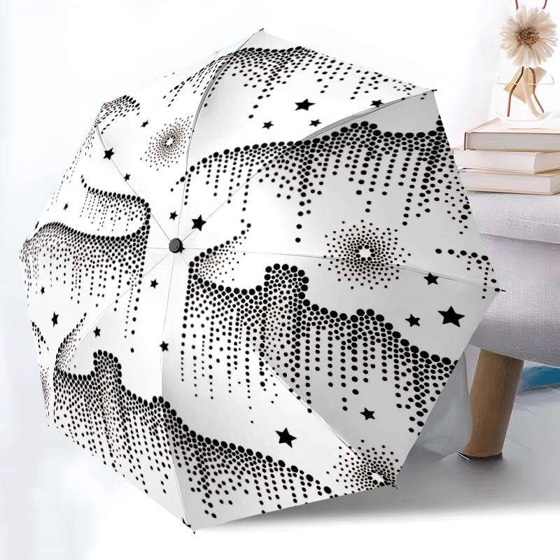 1pc Galaxy Dots Automatic Open/close Folding Compact Umbrella, 8-Rib Sturdy Canopy, Lightweight Portable, Everyday Use, Gift, Outdoor Umbrella, Travel