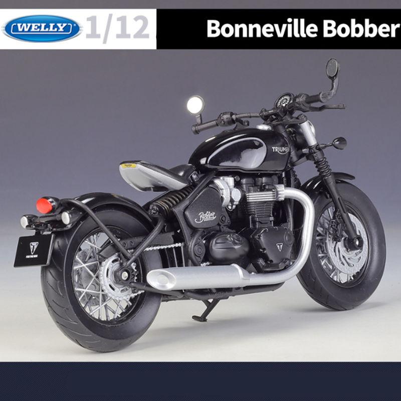 WELLY 1/12 Triumph Bonneville Bobber Alloy Racing Motorcycle Model Diecast Metal Street Motorcycle Model Simulation Kid Toy Gift