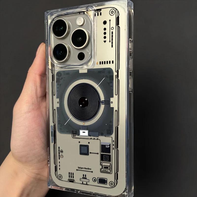 Advanced sensing circuit board for iPhone 16 Pro Max 15 Pro phone case 14 Plus 11 ice crystal block 13 personality 12 soft