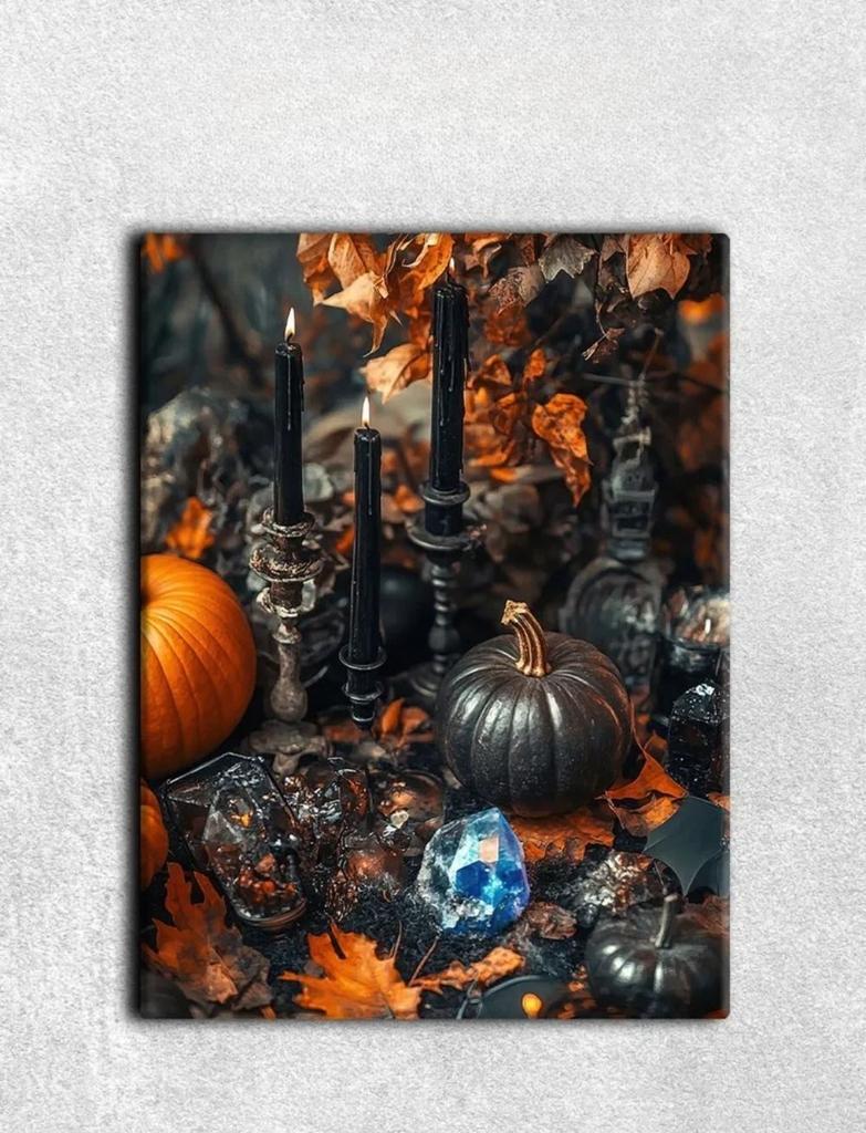 Metal Interior Pumpkin Plaque for Halloween 20x30cm