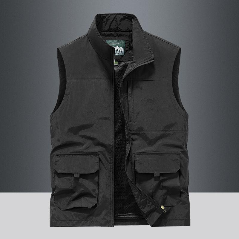 Sleeveless Vest Men's Four Seasons Middle-aged Outdoor Leisure Loose Large Size Vest European and American Sports Multi-bag Vest