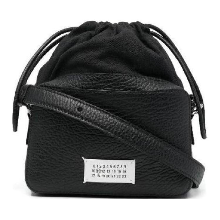 Maison Margiela 5Ac Digitale Patch Verstelbare Schouderband Gekorreld Kalfsleer Crossbody Tas Klein Dames tassen Zwart SB1WG0016P4348T8013 Basic Set (Bag+Dust Bag)