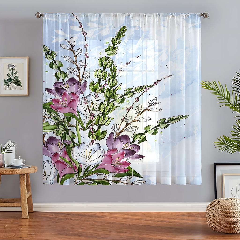 1pc Beautiful Blue Peacock Cartoon Sheer Curtain Suitable for Living Room, Bedroom, Dining Room, Hallway, Office, Gym, Kitchen