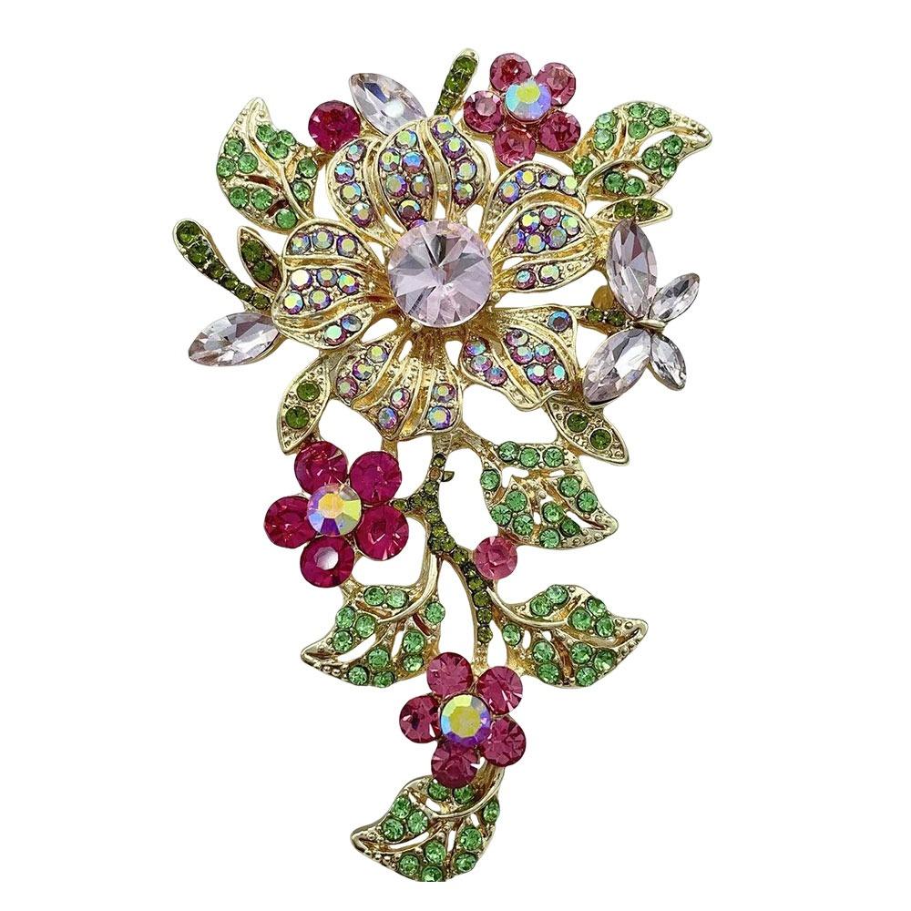 Exquisite Crystal Crystal Flower Brooch High-grade Material Feminine Design Wedding Brooch Super Large Size Delicate Flower