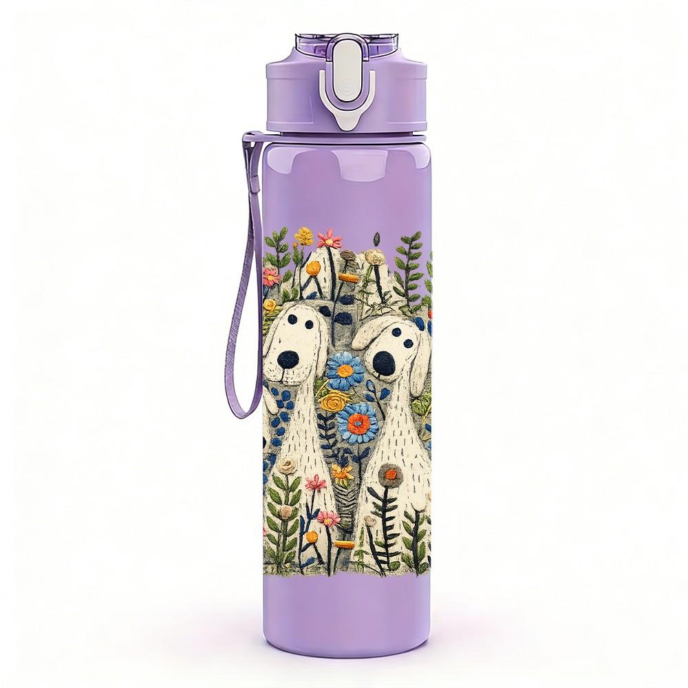 1PC Husky Dog Winter Forest Art Print 750ml Color Plastic Sports Water Bottle Leakproof Flip Straw Lid Suitable for Sports Office Home Use