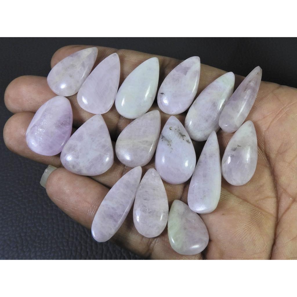 205Cts. Natural Pink Kunzite Pear Cabochon Loose Gemstone 14Pcs Lot 20-26MM C-1161