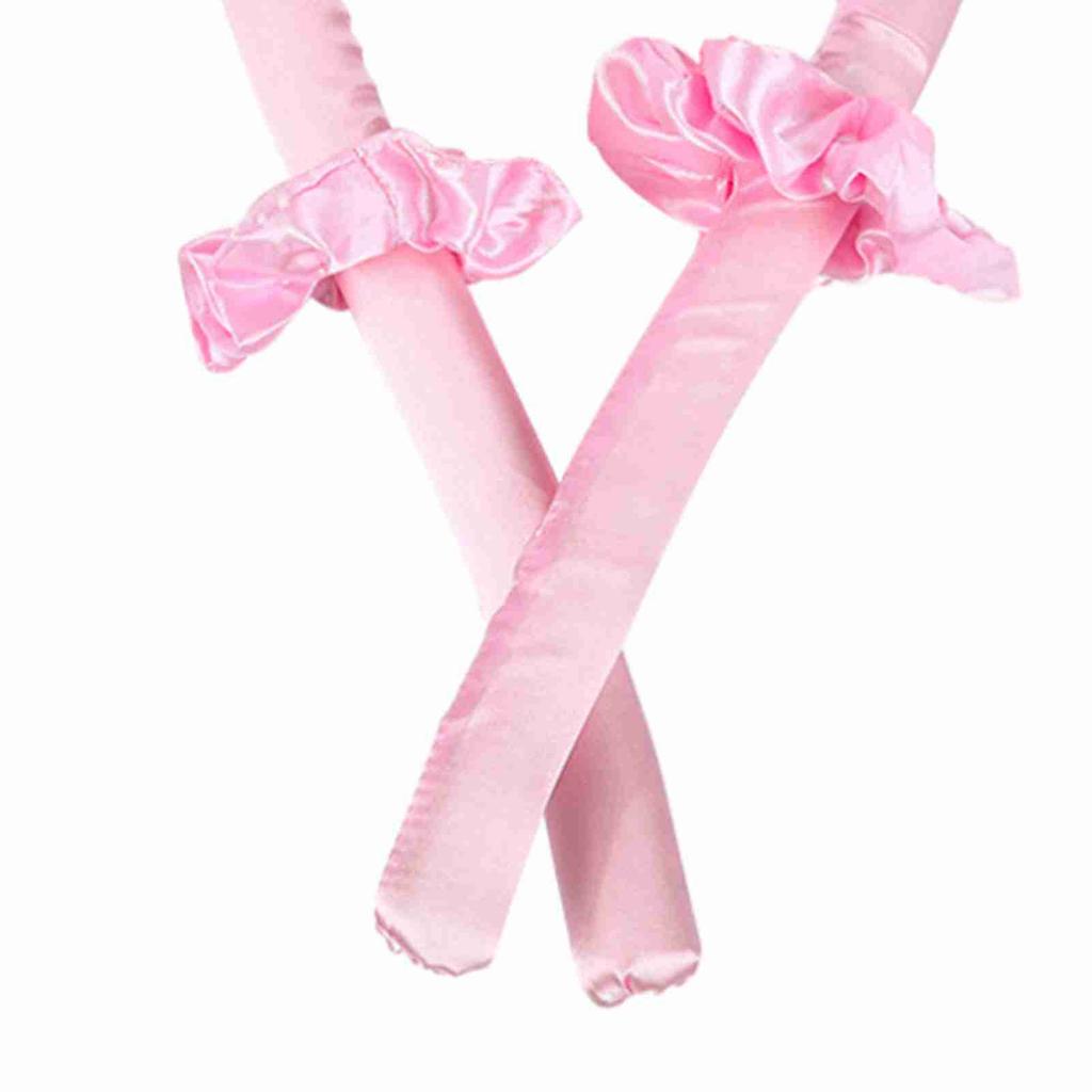 Curler Headband Clip Set Heatless Rubber Fixation Curling Hair Styling Tool for Sleeping Pink