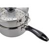 Wahei Freiz NR-7732 Edelstahl-Kochtopf mit zweistöckigem Dämpfeinsatz, 18cm, Induktionsgeeignet