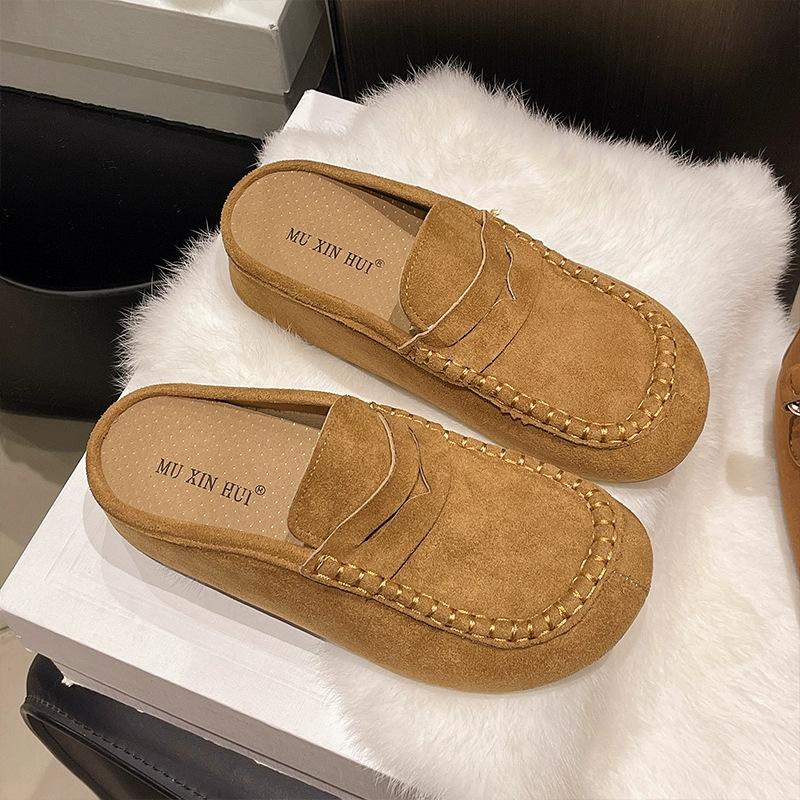 Cowhide version matte comfortable suede bag head slippers casual autumn and winter fashion retro style lazy girl Birkentow