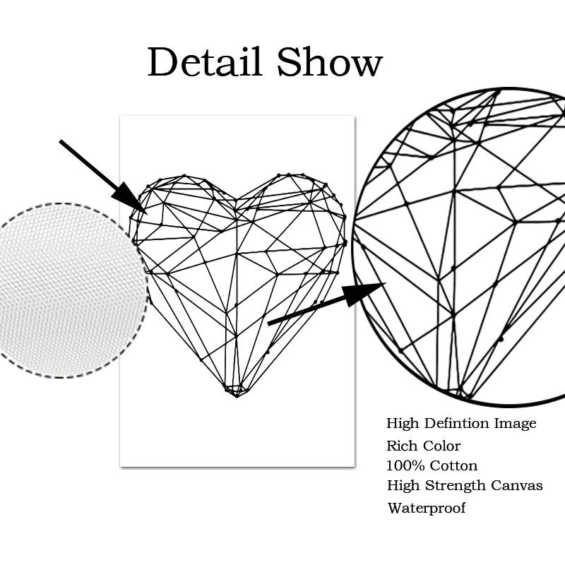 LOVE Wall Art Canvas Poster and Print Hexagon Graphic Abstract Painting Minimalist Nordic Decoration Pictures Modern Home Decor