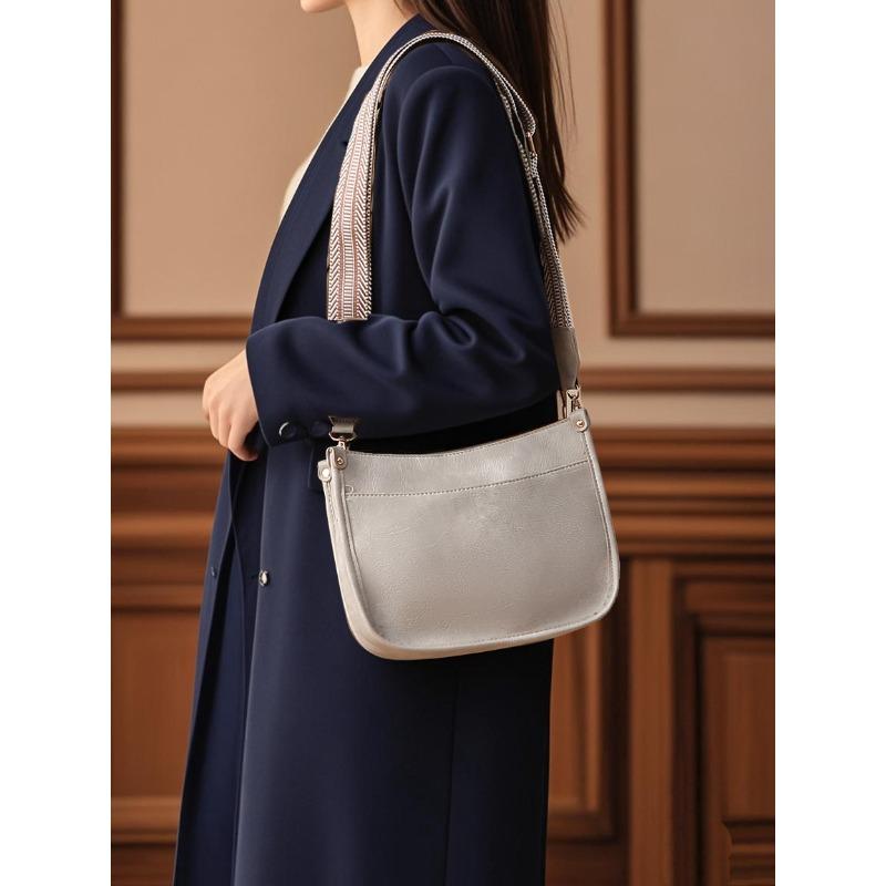 Fashion Bucket Wide Strap Bag Winter Retro Casual Single Shoulder Fashion Women's Bag