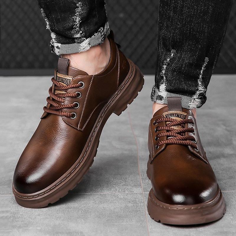 Men Breathable British Style Casual Business Leather Slip On Outdoor Shoes