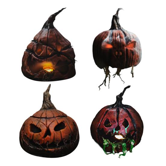 Krvavá dýně Figurka Hororová Halloweenská Dýně Socha Strašidelná Pryskyřičná Stolní Ozdoba pro Domácí Párty Dekor