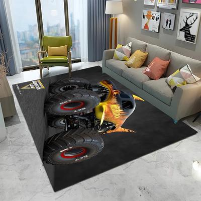 3D Monster Jam Monster Truck Cartoon Teppich für Zuhause Wohnzimmer Schlafzimmer Sofa Fußmatte Dekor, Kinderbereich Teppich Rutschfeste Bodenmatte